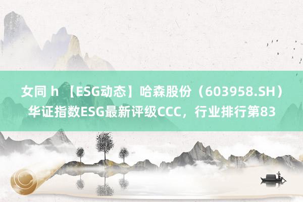 女同 h 【ESG动态】哈森股份（603958.SH）华证指数ESG最新评级CCC，行业排行第83