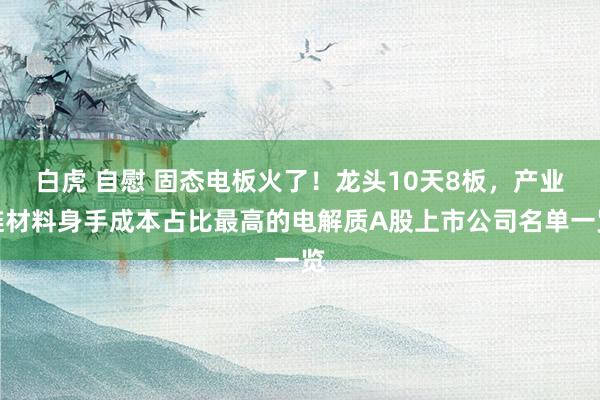 白虎 自慰 固态电板火了！龙头10天8板，产业链材料身手成本占比最高的电解质A股上市公司名单一览