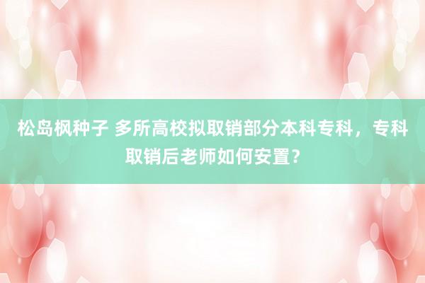 松岛枫种子 多所高校拟取销部分本科专科，专科取销后老师如何安置？