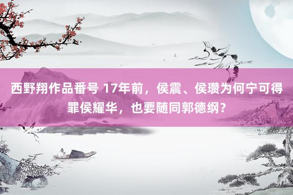 西野翔作品番号 17年前，侯震、侯瓒为何宁可得罪侯耀华，也要随同郭德纲？