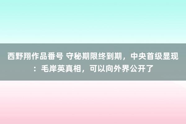 西野翔作品番号 守秘期限终到期，中央首级显现：毛岸英真相，可以向外界公开了