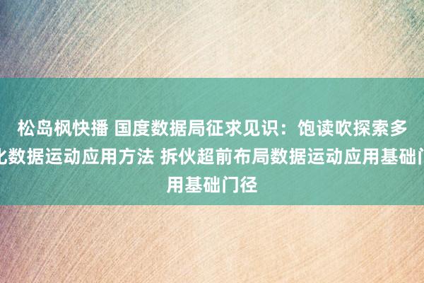 松岛枫快播 国度数据局征求见识：饱读吹探索多元化数据运动应用方法 拆伙超前布局数据运动应用基础门径