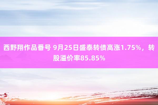 西野翔作品番号 9月25日盛泰转债高涨1.75%，转股溢价率85.85%