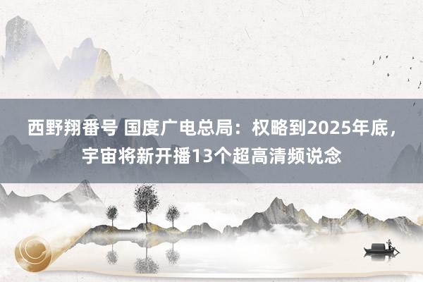 西野翔番号 国度广电总局：权略到2025年底，宇宙将新开播13个超高清频说念