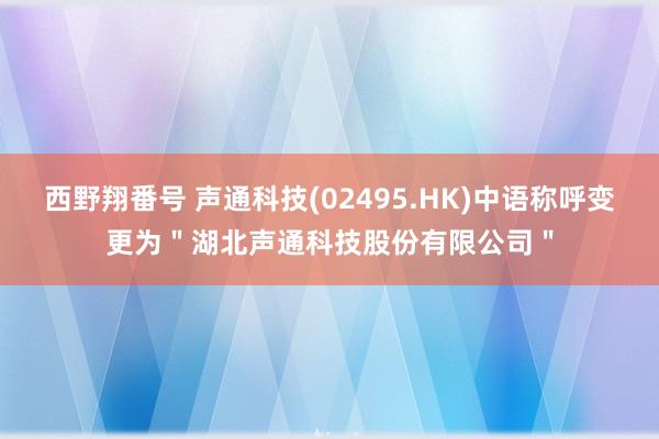 西野翔番号 声通科技(02495.HK)中语称呼变更为＂湖北声通科技股份有限公司＂