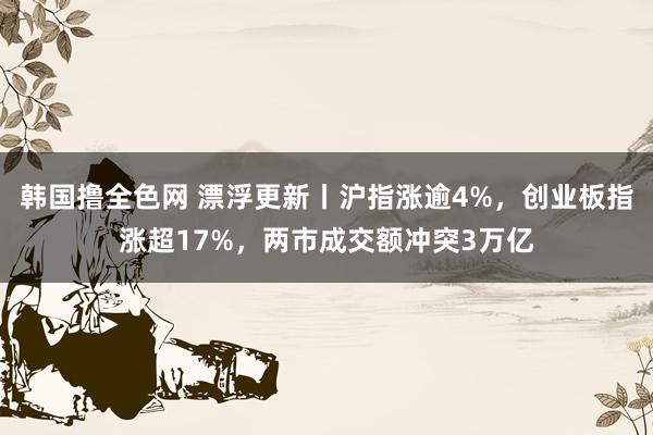 韩国撸全色网 漂浮更新丨沪指涨逾4%，创业板指涨超17%，两市成交额冲突3万亿