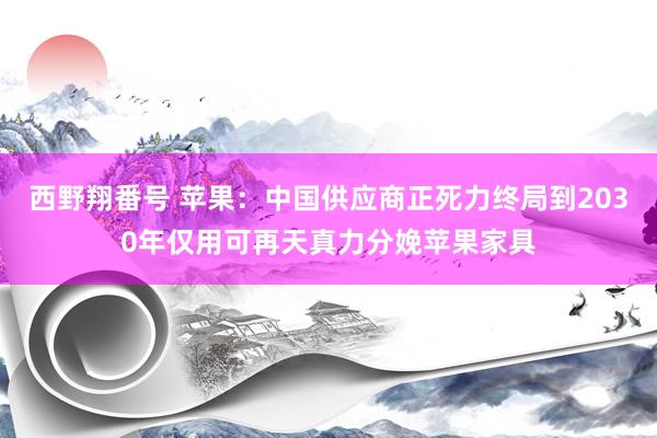 西野翔番号 苹果：中国供应商正死力终局到2030年仅用可再天真力分娩苹果家具