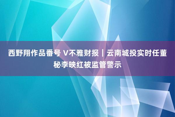 西野翔作品番号 V不雅财报｜云南城投实时任董秘李映红被监管警示