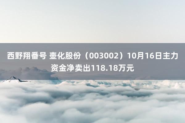 西野翔番号 壶化股份（003002）10月16日主力资金净卖出118.18万元