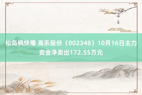 松岛枫快播 高乐股份（002348）10月16日主力资金净卖出172.55万元