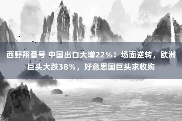 西野翔番号 中国出口大增22％！场面逆转，欧洲巨头大跌38％，好意思国巨头求收购