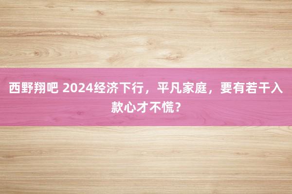 西野翔吧 2024经济下行，平凡家庭，要有若干入款心才不慌？