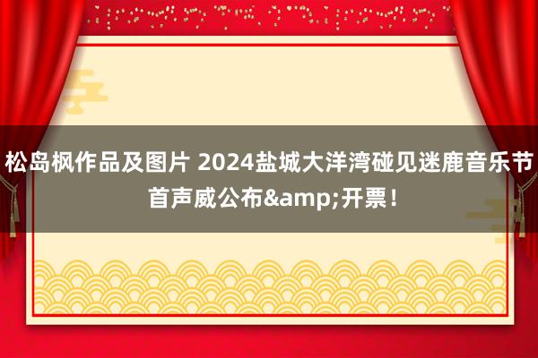 松岛枫作品及图片 2024盐城大洋湾碰见迷鹿音乐节 首声威公布&开票！