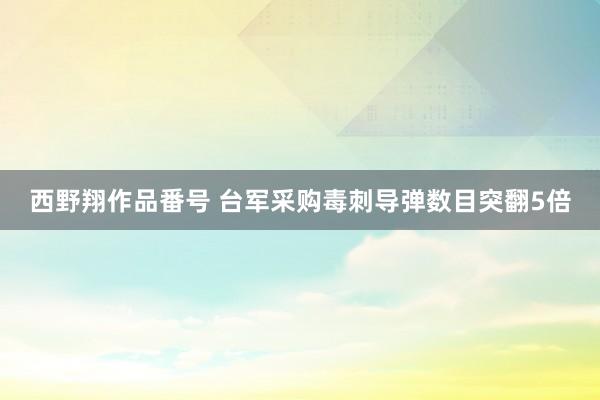 西野翔作品番号 台军采购毒刺导弹数目突翻5倍