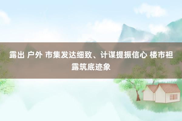 露出 户外 市集发达细致、计谋提振信心 楼市袒露筑底迹象