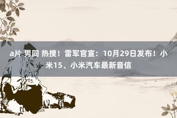 a片 男同 热搜！雷军官宣：10月29日发布！小米15、小米汽车最新音信