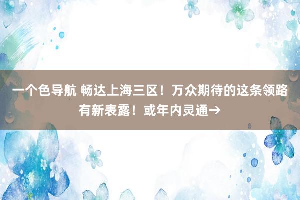 一个色导航 畅达上海三区！万众期待的这条领路有新表露！或年内灵通→