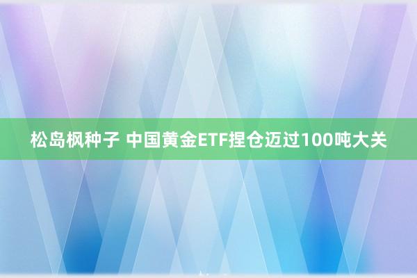 松岛枫种子 中国黄金ETF捏仓迈过100吨大关