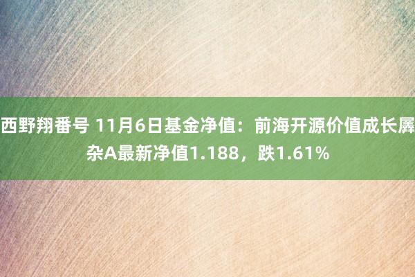 西野翔番号 11月6日基金净值：前海开源价值成长羼杂A最新净值1.188，跌1.61%