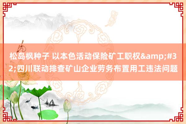 松岛枫种子 以本色活动保险矿工职权&#32;四川联动排查矿山企业劳务布置用工违法问题