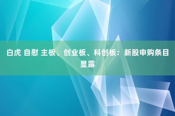 白虎 自慰 主板、创业板、科创板：新股申购条目显露