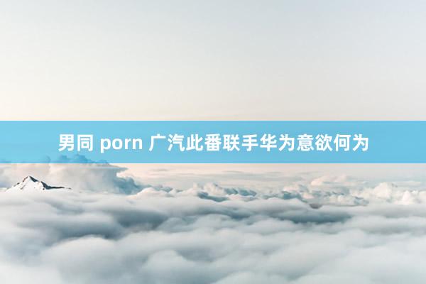 男同 porn 广汽此番联手华为意欲何为