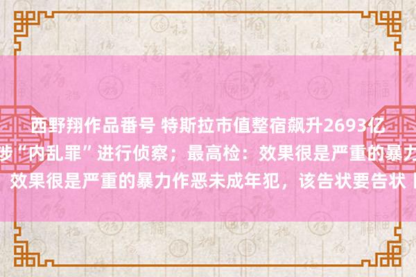 西野翔作品番号 特斯拉市值整宿飙升2693亿元；韩国警方就尹锡悦涉“内乱罪”进行侦察；最高检：效果很是严重的暴力作恶未成年犯，该告状要告状丨早报