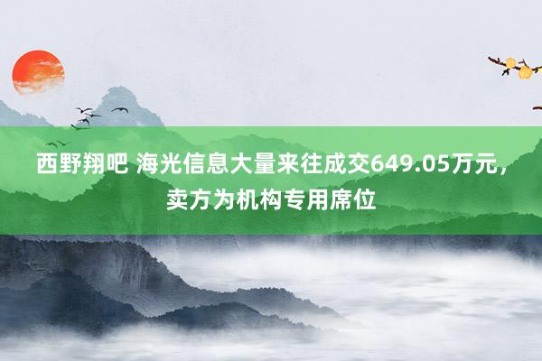 西野翔吧 海光信息大量来往成交649.05万元，卖方为机构专用席位