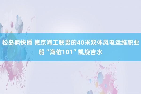 松岛枫快播 德京海工联贯的40米双体风电运维职业船“海佑101”凯旋吉水