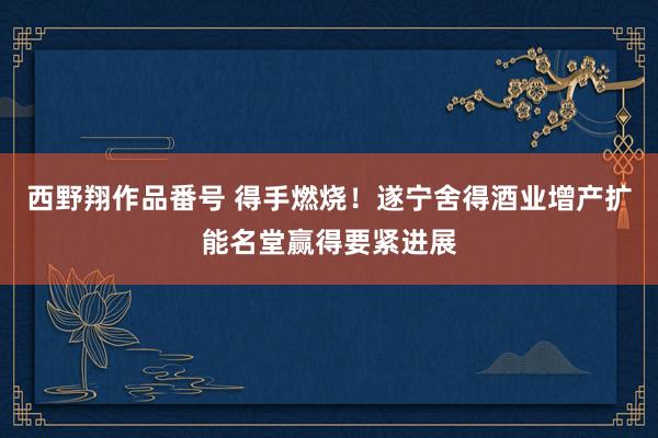 西野翔作品番号 得手燃烧！遂宁舍得酒业增产扩能名堂赢得要紧进展