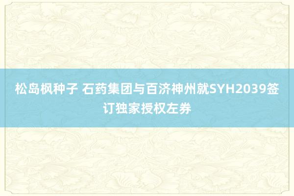 松岛枫种子 石药集团与百济神州就SYH2039签订独家授权左券