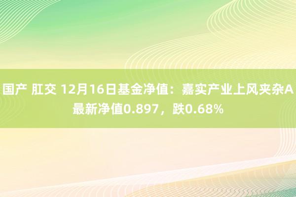 国产 肛交 12月16日基金净值：嘉实产业上风夹杂A最新净值0.897，跌0.68%