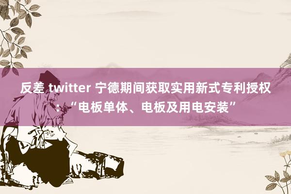 反差 twitter 宁德期间获取实用新式专利授权：“电板单体、电板及用电安装”