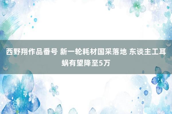 西野翔作品番号 新一轮耗材国采落地 东谈主工耳蜗有望降至5万