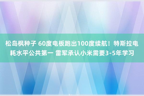 松岛枫种子 60度电板跑出100度续航！特斯拉电耗水平公共第一 雷军承认小米需要3-5年学习