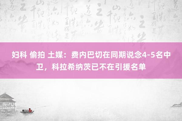 妇科 偷拍 土媒：费内巴切在同期说念4-5名中卫，科拉希纳茨已不在引援名单