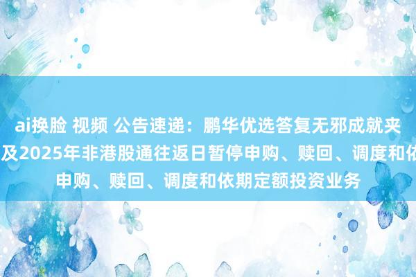 ai换脸 视频 公告速递：鹏华优选答复无邪成就夹杂基金2024年末及2025年非港股通往返日暂停申购、赎回、调度和依期定额投资业务