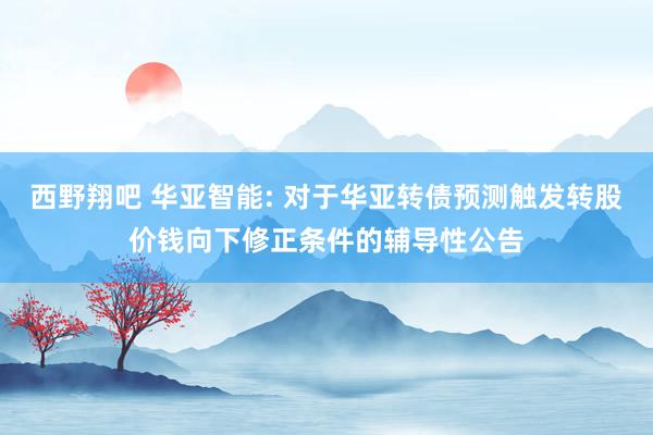 西野翔吧 华亚智能: 对于华亚转债预测触发转股价钱向下修正条件的辅导性公告