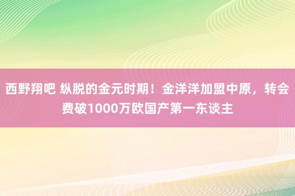 西野翔吧 纵脱的金元时期！金洋洋加盟中原，转会费破1000万欧国产第一东谈主