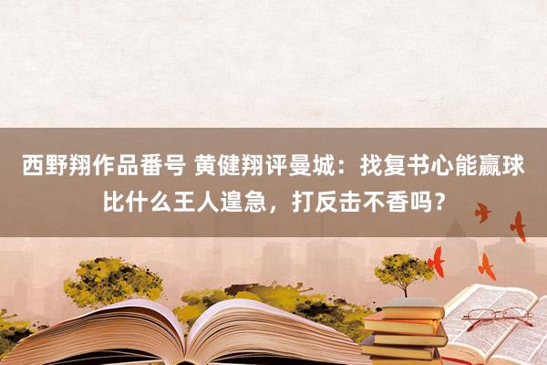 西野翔作品番号 黄健翔评曼城：找复书心能赢球比什么王人遑急，打反击不香吗？