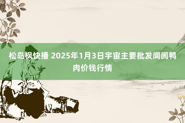 松岛枫快播 2025年1月3日宇宙主要批发阛阓鸭肉价钱行情