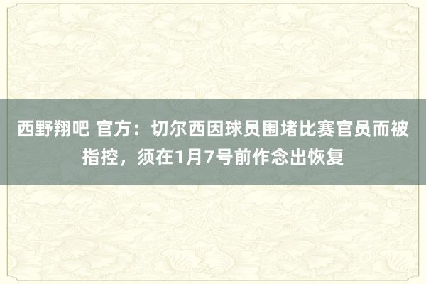 西野翔吧 官方：切尔西因球员围堵比赛官员而被指控，须在1月7号前作念出恢复