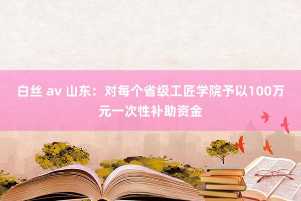 白丝 av 山东：对每个省级工匠学院予以100万元一次性补助资金