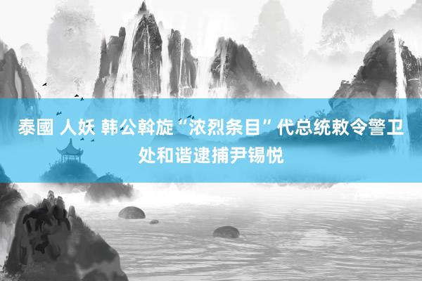 泰國 人妖 韩公斡旋“浓烈条目”代总统敕令警卫处和谐逮捕尹锡悦