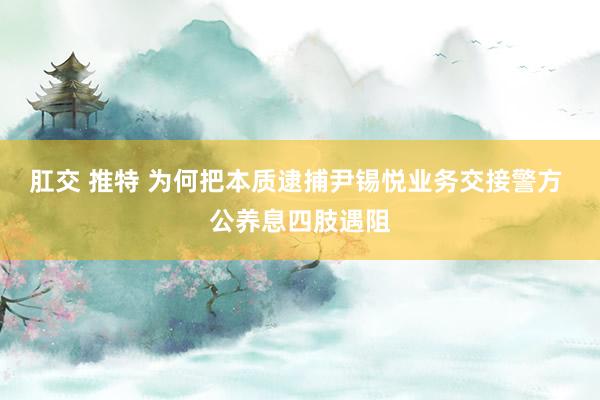 肛交 推特 为何把本质逮捕尹锡悦业务交接警方 公养息四肢遇阻