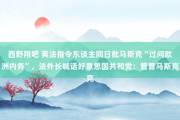 西野翔吧 英法指令东谈主同日批马斯克“过问欧洲内务”，法外长喊话好意思国共和党：管管马斯克