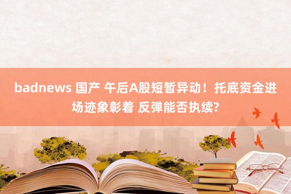 badnews 国产 午后A股短暂异动！托底资金进场迹象彰着 反弹能否执续?