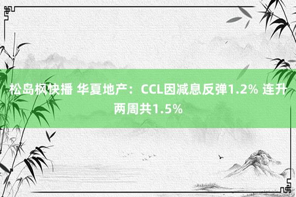 松岛枫快播 华夏地产：CCL因减息反弹1.2% 连升两周共1.5%