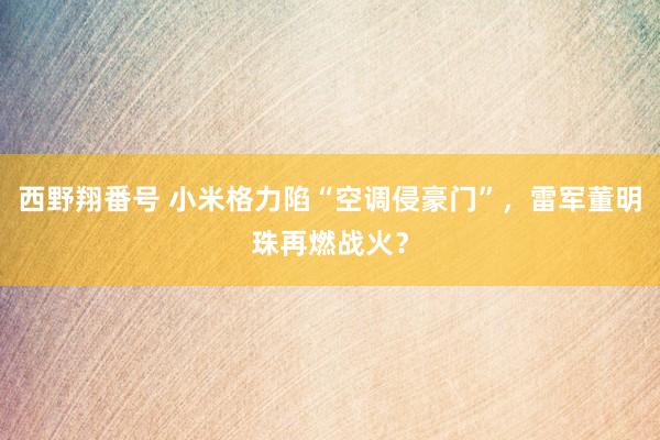 西野翔番号 小米格力陷“空调侵豪门”，雷军董明珠再燃战火？