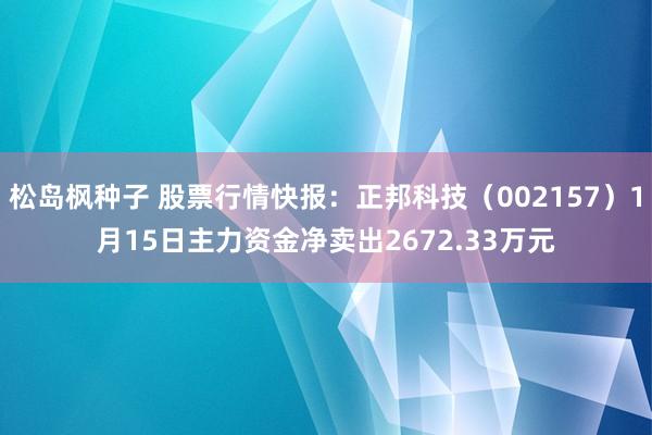 松岛枫种子 股票行情快报：正邦科技（002157）1月15日主力资金净卖出2672.33万元